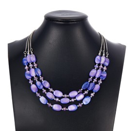 FULU AUTUMN Stones Pearl Necklace Women's Statement Necklace with Crystal Choker Boho Jewellery The Best Gifts for Mothers, Stone Crystal, No Gemstone