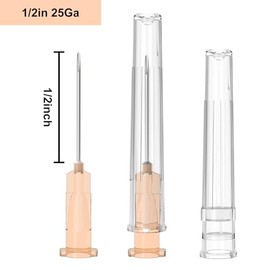 JIBENGAO Aguja de 25 G de 1/2 pulgada (25 g, 13 mm), 100 agujas de laboratorio envueltas individualmente