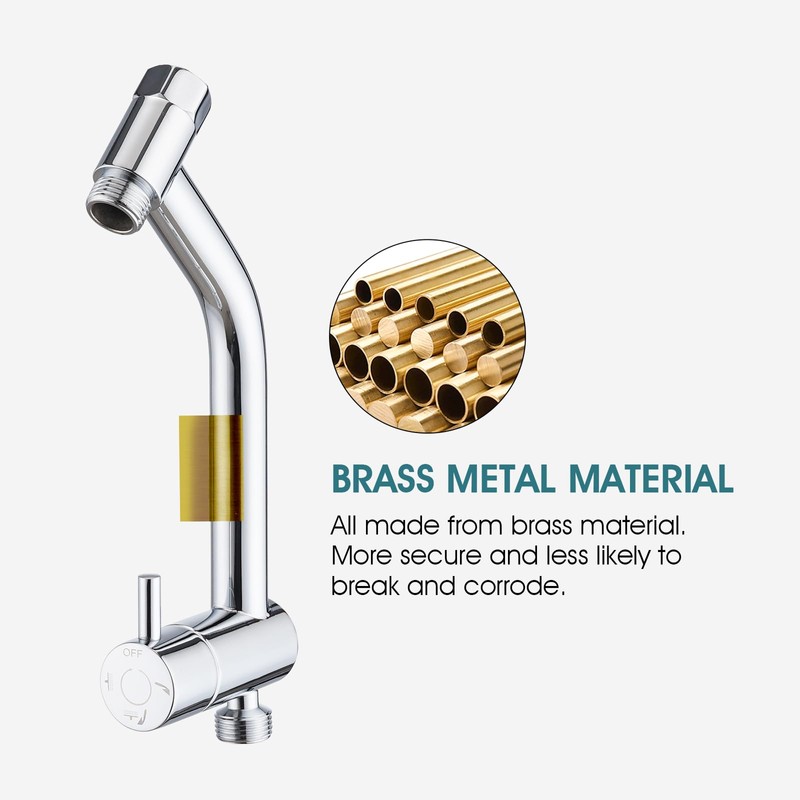 PDPBath Brass Shower Arm Diverter with Adhesive Handheld Holder for