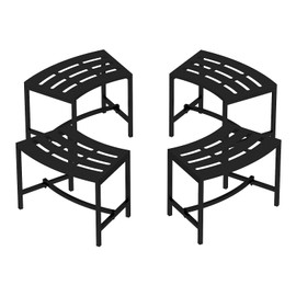 Timechee Metal Curved Fire Pit Bench Set of 4, Outdoor Fire Pit Seating, Steel Backless Outside Bench for Garden, Patio, Porch, Backyard, Plant Stand, Heavy Duty Plant Holder, Style 2, Black