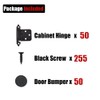 JQK 1/2 Inch Overlay Cabinet Door Hinges Black, 50 Pack