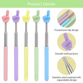HENGBIRD Pack of 5 Pointer Stick Extendable Stainless Steel Retractable Classroom Pointer Handheld Telescopic Rod Pointer Extendable Teacher Pointer for Presentations