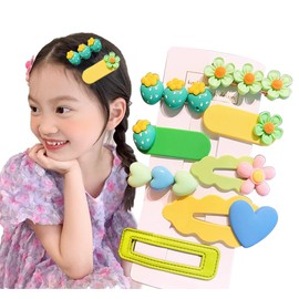 Wenlly Pack of 16 Flower Hair Clips Cute Hair Clips Hair Broken Pins Hair Accessories Green & Yellow