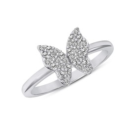 Jewelry by Debbie 925 Sterling Silver Micro-Pave Cz Butterfly Wings Thin Band Ring Rhodium Plated (5)