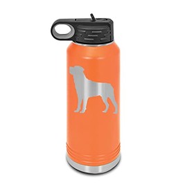 Rottweiler Laser Engraved Water Bottle Customizable Polar Camel Stainless Steel with Straw - Dog Canine pet Orange 32 oz