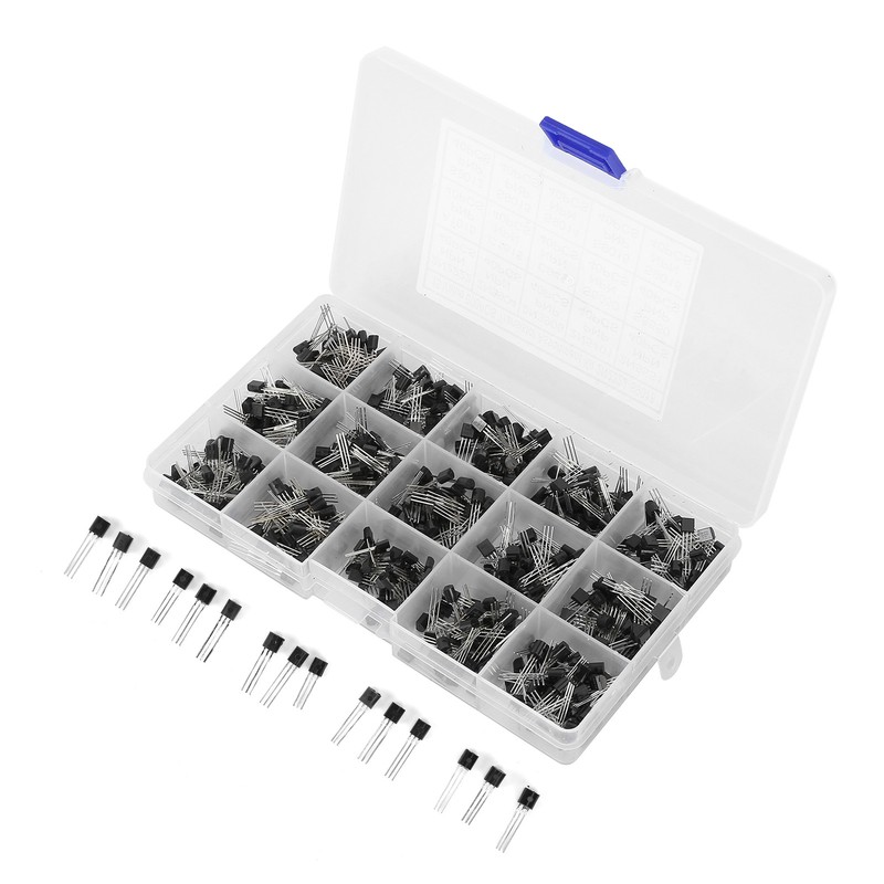 600 Pcs Transistors Assortment Kit NPN TO-92 PNP 2N2222-S9018 Straight