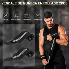 Muñequeras Gym, Correas de Muñeca para Hombres y Mujeres, Aumentar a Presión, Protexe os Pulsos, Adecuado para Entrenamiento, Gimnasio, Levantamento de Peso, etc. (1 Par)