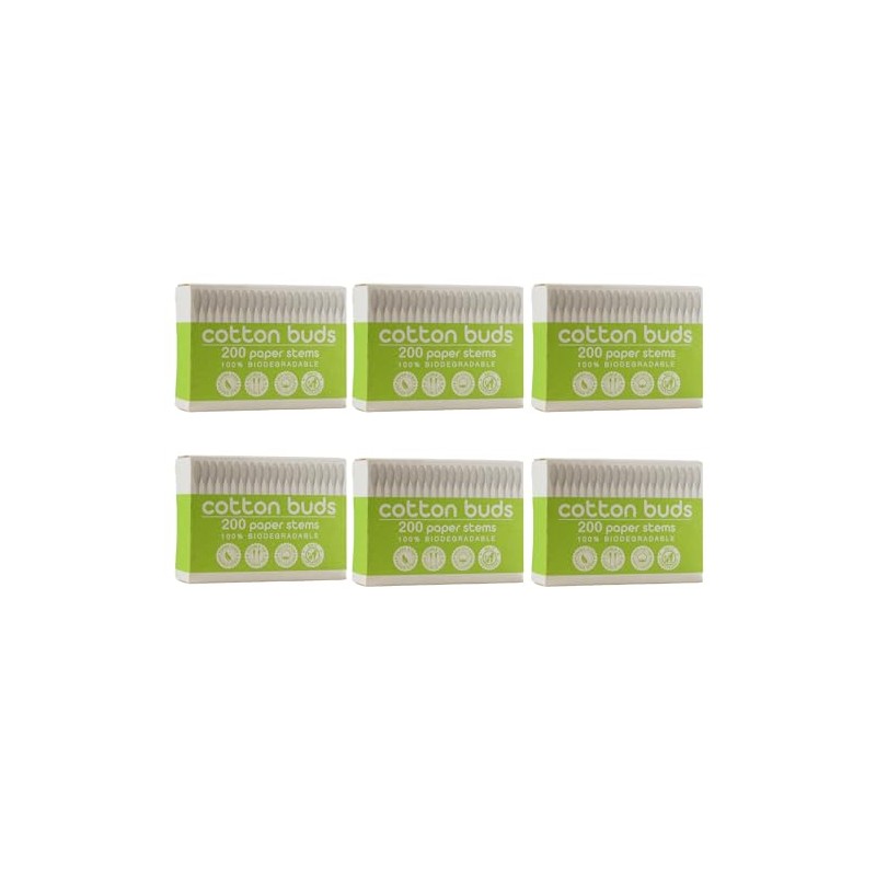 1200 Pieces - CS Beauty Biodegradable Cotton Buds with Paper