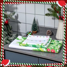Preboun 3 Pcs Christmas Trees Bathroom Towels Set Christmas Light Hand Towels Winter Green Tree Bath Towels Christmas Soft Absorbent Fingertip Towel for Bathroom Kitchen Home Hotel Beach Gym Spa