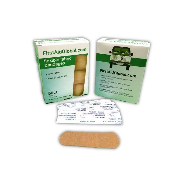 Flexible Fabric Bandages 1x3 inches (100) by First Aid Global