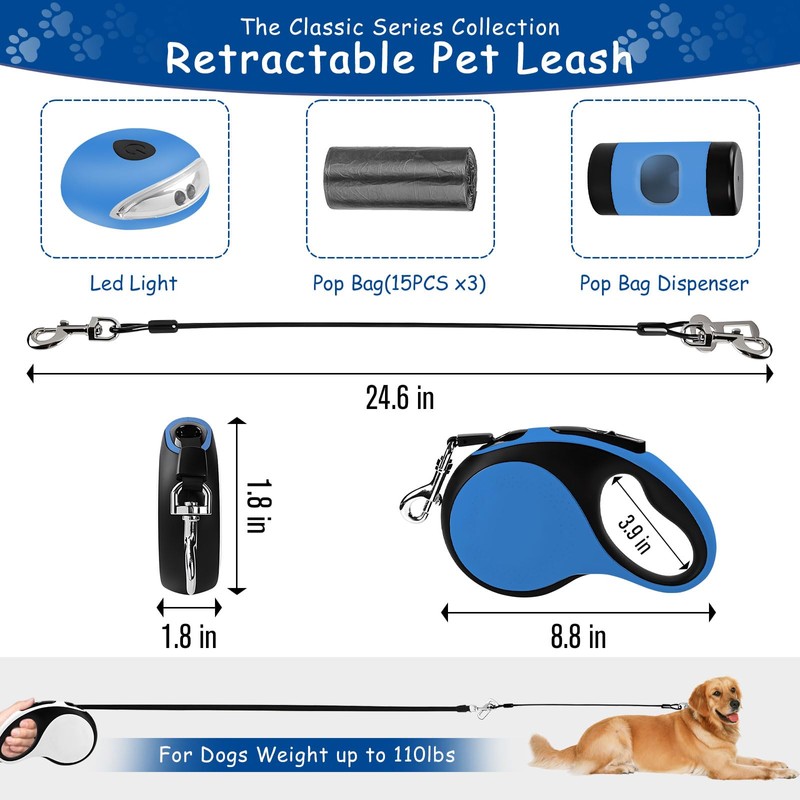 26Ft/8m Retractable Dog Leash - for Medium to Large Dogs