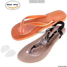 PEDIMEND Ball of Foot Cushion Pads (4PAIR) - Reduce Foot Pain - Prevent Slipping Injury - Shock Absorber Pads - Prevent Foot Burning/Cuticle/Corns/Callus - Metatarsal Pads for Foot - Foot Care