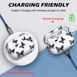 CameCosy Compatible for AirPods Pro (2019) Case for Women, Clear Black Butterfly Shockproof Soft TPU Protective Case Cover for AirPods Pro with Cute Keychain