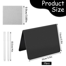 Pack of 25 Chalkboard Small Set, Mini Boards for Labelling, A-Shape Price Tags Stands, Place Cards for Buffet, Wedding, Party, Bakery, Cafe (Black)