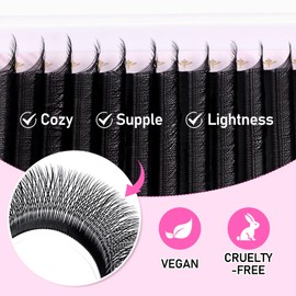 Arison Lashes yy Lashes Extensions Y Lashes C/D/L Curl Mix 0.05/0.07 Thickness Tray Premade Fans Volume Y Shape Faux Mink Matte 12 rows Pre Fanned Soft Eye Lashes(YY-0.05-C-10-13mix)