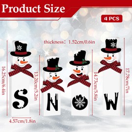 QhgPnt Christmas Decorations, Set of 4 Snowman Tabletop Decor, Traditional Indoor Xmas Decorations, 15 cm Festive Holiday Centerpiece for Home and Kitchen