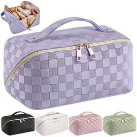 Bestash Women's Travel Cosmetic Bag with Large, Portable Travel Make Up Bag, Waterproof Makeup Bag, Toiletry Bag with Divider Bag Organiser, Light Purple-1