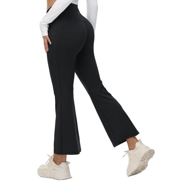 BALEAF Women's Petite Flare Leggings Tummy Control Crossover High Waisted