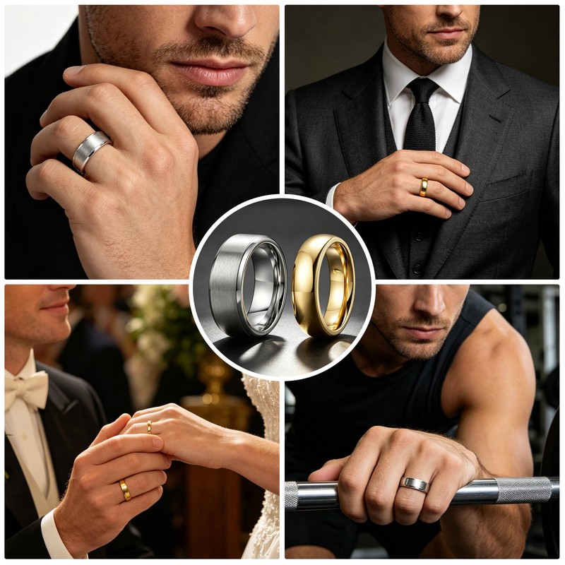GTMJ 2PCS Wedding Band Stainless Steel Ring for Men Women-Hypoallergenic