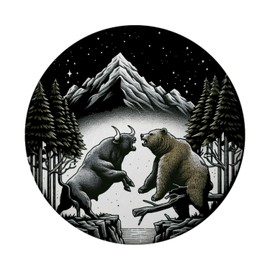 Bull and Bear Wallet Magnet Round with Bottle Opener Round Stock Exchange Gift for Trader Stock Broker Bull vs Bear Fight Bull and Bear Market Player Magnet Round with Bottle Opener