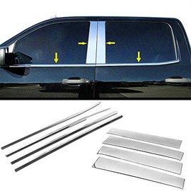 Overun Polished Stainless Steel Window Sill Moldings+Door Pillar Overlay Designed for 2014-2018 Silverado Sierra 1500 2500 3500 4 Full DR Crew Cab