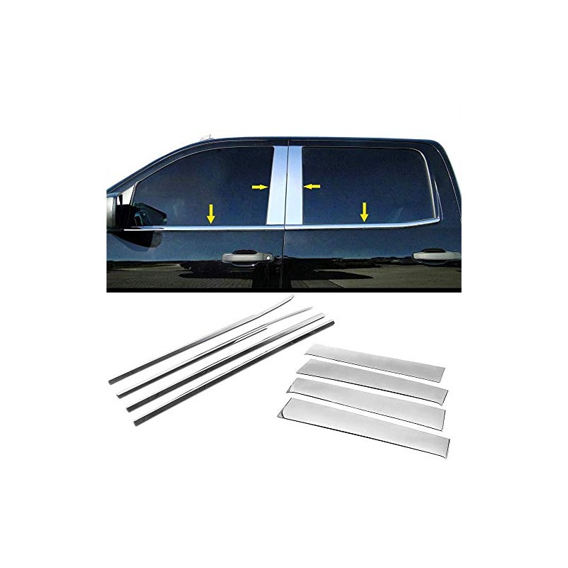 Overun Polished Stainless Steel Window Sill Moldings+Door Pillar Overlay Designed