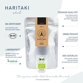 Haritaki BIO Pulver | Premium Qualität - Haritaki Club | Laborgeprüft und EU Bio zertifiziert | Terminalia Chebula | Vegan, Kosher, Halal zu 100% natürlich18.96