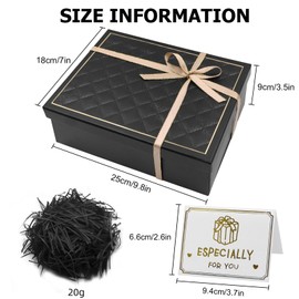 Magnetic Gift Box 25x9x18 cm, Gift Boxes for Presents, Gift Boxes With Lids, Gift Box With Lids and Silk Ribbon for Valentines Day Presents Birthdays, Holidays, Anniversaries Gift Packaging (Black)