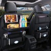 ASENDIWAY Premium PU Leather Backseat Seat Organizer with Foldable Table,