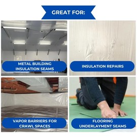 BlueTex Insulationㅤ 6" Wide x 180' Long White Vapor Barrier Seam Tape - 1 Roll Waterproofing and Great for Crawlspaces, Insulation Repair, Underlayment Seams, Metal Building Insulation Seams