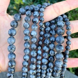 2 Strands Adabele Natural Larvikite Black Labradorite Healing Gemstone 8mm (0.31 inch) Round Loose Beads Gem Stone Spacer (86-92pcs) for Jewelry Craft Making GF20-8