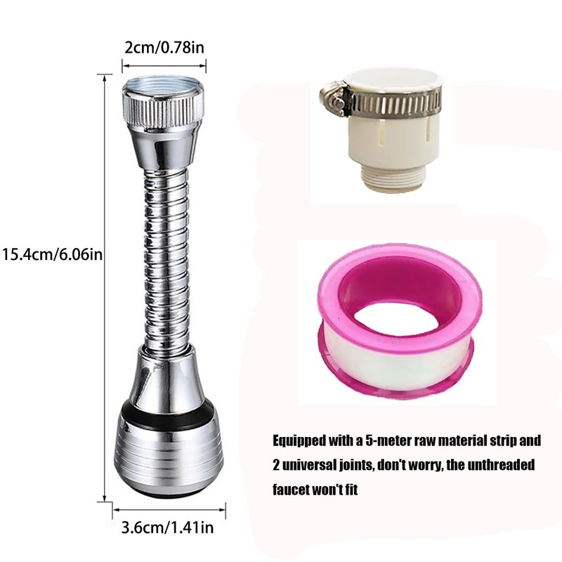 RUIENGCOMM 2Pcs Kitchen Faucet Head Adjustable 360° Rotating Tap Attachment