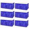 6 Pack 29x108 Inch Metallic Foil Fringe Tinsel Table Skirts