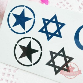 Amazing DIY Wholesale 30 pcs Star Six-pointed Body Tattoos Temporary Blue Black