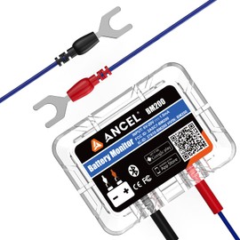 ANCEL BM200 Battery Monitor 12V Automotive Bluetooth Auto Battery Load Tester with Cranking Charging Test Alarm Record Voltage History Voltmeter for Car (Blue Version)