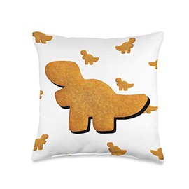 aporwave Aesthetic Text Gift Dino T-Rex Chicken Nugget Funny Tyrannosaurus Pattern White Throw Pillow, 16x16, Multicolor