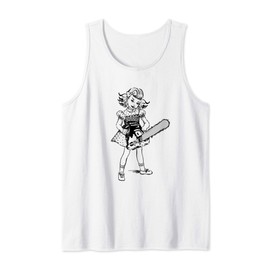 Chainsaw Girl Punk Goth Horror Fan Tank Top