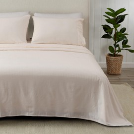 Great Bay Home Extra Soft 100% Cotton Flannel Sheet Set. Warm, Cozy, Lightweight, Luxury Winter Bed Sheets in Solid Colors. Nordic Collection By Great Bay Home Brand. (Twin, Pristine Ivory)