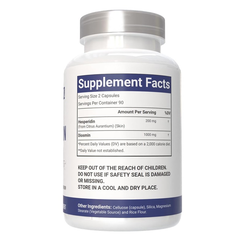 VitaCosmoX Diosmin Hesperidin 1200 mg Complex, 180 Capsules, Citrus Bioflavonoids