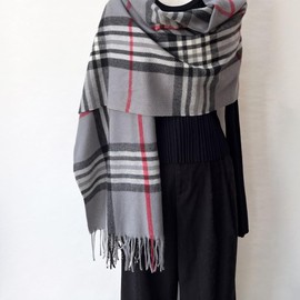 GEBIIM Women's Pashmina Winter Scarf Cashmere Feel Warm Long Plaid Shawl With Fashion Scarves Knitted(Grey)