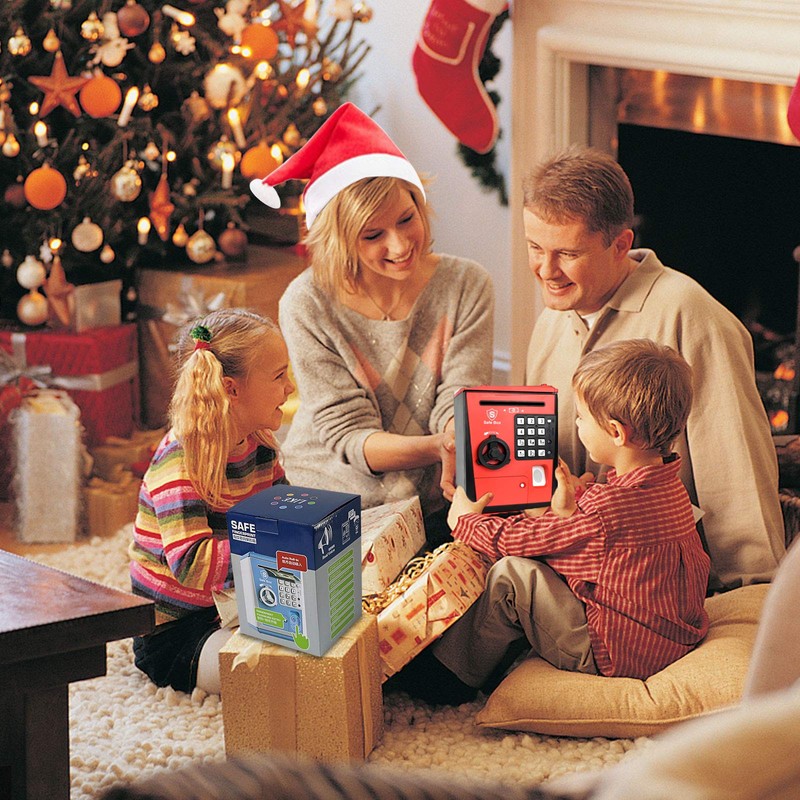 Kids Safe Box with Fingerprint Code, Talking Piggy Bank, ATM