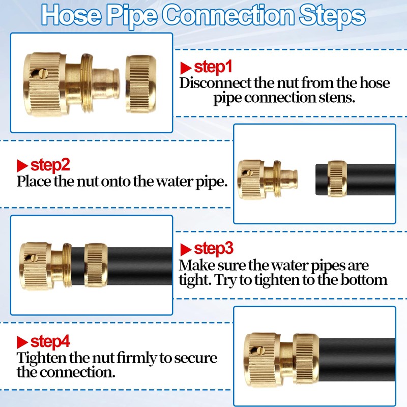 4 Piece Brass Hose Fitting Set, 1/2 Inch Brass Hose