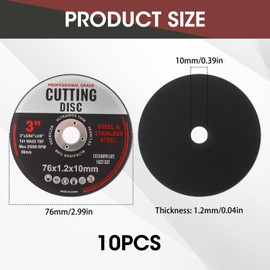 76mm Cutting Discs, Precise Metal Grinding Wheels for Angle Grinder, Stainless Steel Slitting Discs for Quick Aluminum Wood Iron (10Pcs)