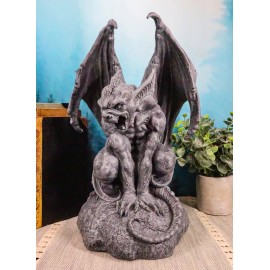 Ebros Warden Large Cathedral Guardian Crouching Winged Gargoyle Statue 12.5"H