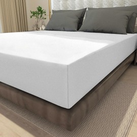 wyewye King Size Fitted Sheets, White, 150x200 cm with 40 cm Super Deep Pocket, Microfiber Fabric Bed Fitted Sheets, Breathable, Wrinkle-resistant, Non-shrinking, Non-fading