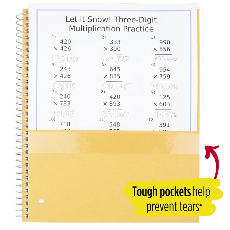 Five Star Spiral Notebook, 3-Subject, Wide Ruled Paper, 10-1/2" x