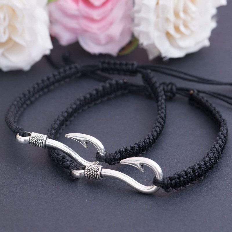 Wolentty His Hers Couples Bracelet Fish Hook Relationship Bracelets Gift