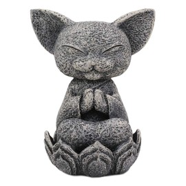 Ebros Feng Shui Zen Meditating Japanese Jizo Cat Monk On Lotus Throne Mini Statue 4" Tall Bodhisattva Buddha Talisman of Protection for Children and Baby Memorial Decor Figurine Jizos Buddhas