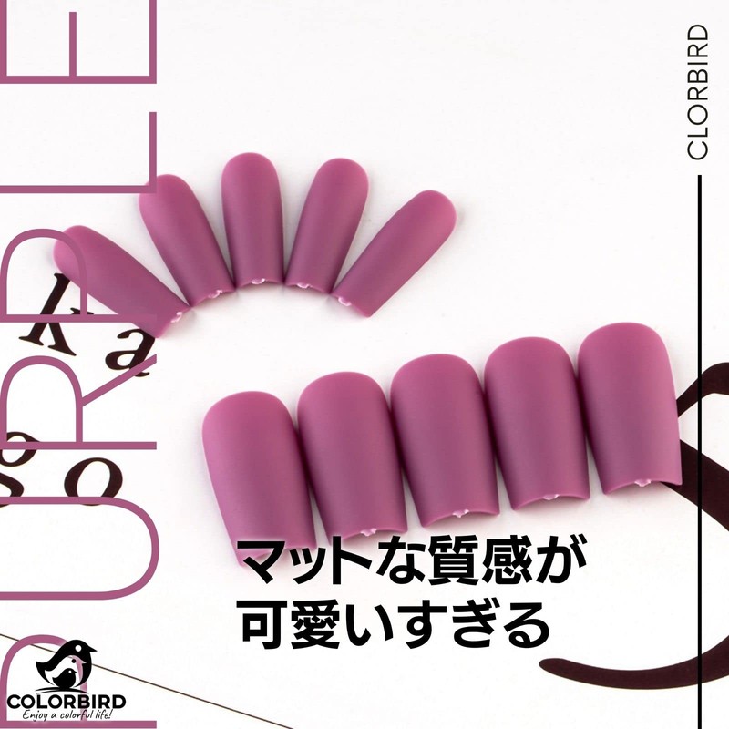 COLORBIRD Nail Tips, Long, 12 Colors, 240 Pieces, Black, Pink,