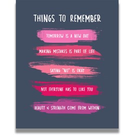 Things To Remember Inspirational Wall Art - Positive Affirmations Wall Decor for Women Girls Teens Daughter - Uplifting Aesthetic Home Decor for Bathroom and Bedroom - 11x14 unframed print